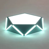 Diamond Acrylic Led Ceiling Lamp - Cafe Pentagon Macaron Style Blue / 16’ White
