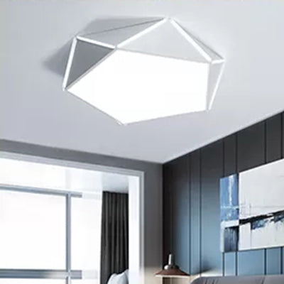 Diamond Acrylic Led Ceiling Lamp - Cafe Pentagon Macaron Style White / 16 Warm