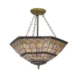 Yellow Antique Tiffany Stained Glass Chandelier - Perfect For Hotels & Homes