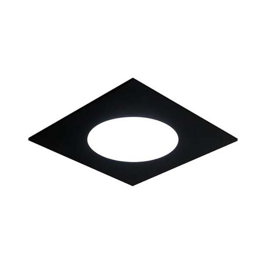 Minimalist Led Flush Mount Light In Metallic Squared Design With White/Warm