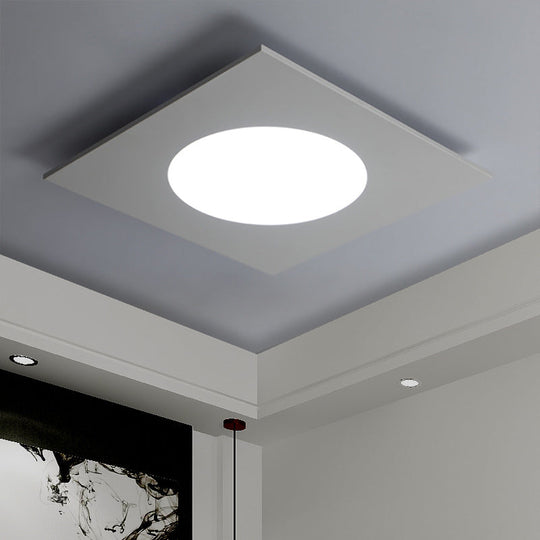 Minimalist Led Flush Mount Light In Metallic Squared Design With White/Warm White /