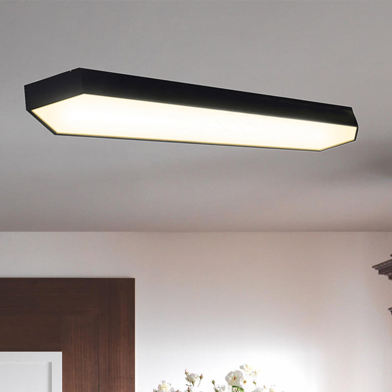 Contemporary Led Metal Strip Flush Mount Lighting - White/Black/Silver 4’/8’ Wide 3 Light