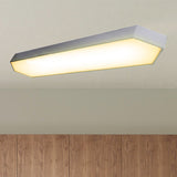 Contemporary Led Metal Strip Flush Mount Lighting - White/Black/Silver 4’/8’ Wide 3 Light