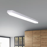 Contemporary Led Metal Strip Flush Mount Lighting - White/Black/Silver 4’/8’ Wide 3 Light