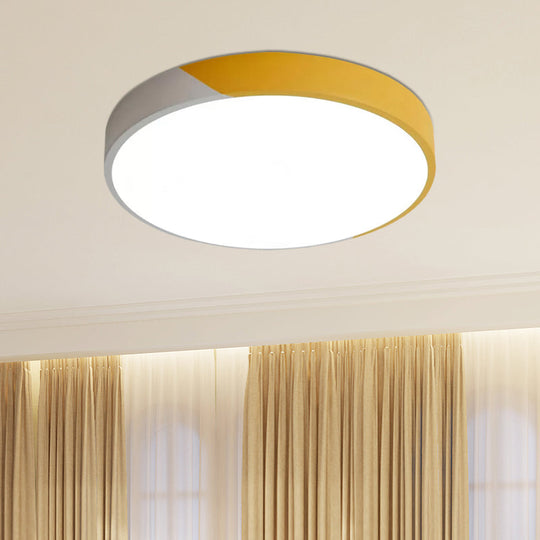 Round Flush Mount Led Ceiling Lamp In Macaron Acrylic And Metal - Available 3 Sizes Color Options