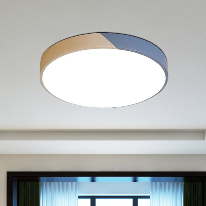 Round Flush Mount Led Ceiling Lamp In Macaron Acrylic And Metal - Available 3 Sizes Color Options