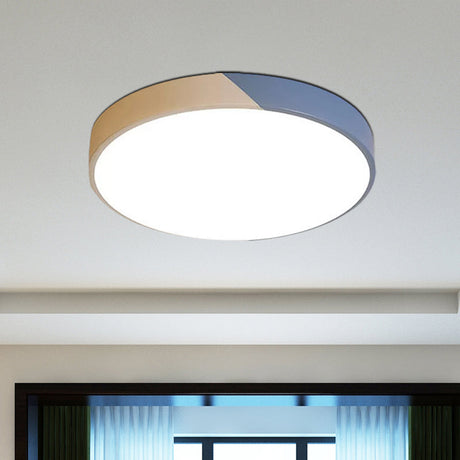 Round Flush Mount Led Ceiling Lamp In Macaron Acrylic And Metal - Available 3 Sizes Color Options