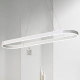 Minimalist Oval Led Ceiling Light In Gold/White - 31.5/39/47 Width Warm/White For Island