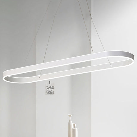 Minimalist Oval Led Ceiling Light In Gold/White - 31.5/39/47 Width Warm/White For Island