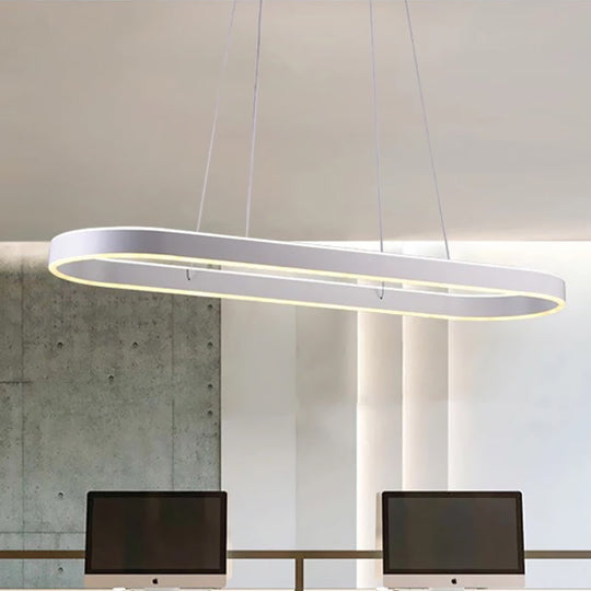 Gold/White Oval Suspension Pendant Led Ceiling Light - 31.5’’/39’’/47’’ Wide Minimalist
