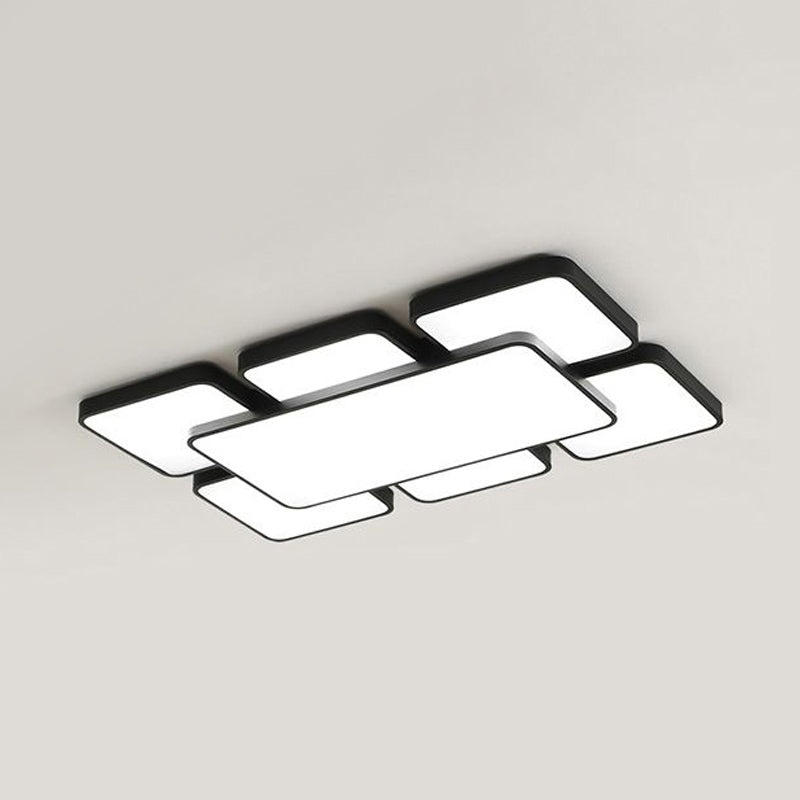 Modernist Style Flush Mount Lamp: Acrylic Shade Ceiling Light Black/White 20.5’/24.5’ 5/7 Lights