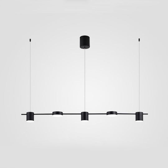 Modern Drum Aluminum Island Pendant Ceiling Light Fixture In Black/Gold With Warm/White Lighting