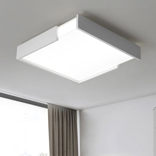 Minimalistic Squared Led Flush Mount Light In Black/White - 16’/19.5’ Dia For Bedroom With