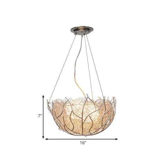 Contemporary Metal Chandelier Lighting With Glass Ball Shade - 2 Lights Silver Finish 16’/19.5’ Wide