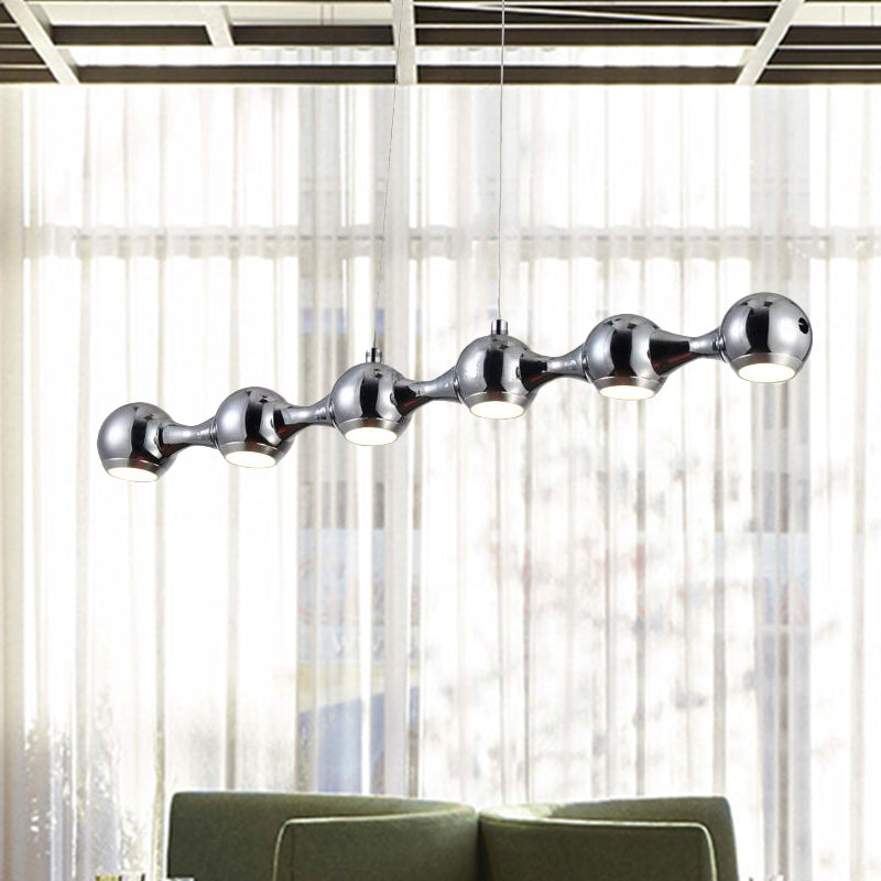 Modern Chrome Ball Pendant Ceiling Light With 6 Metal Lights - Warm/White Island Lighting For Living