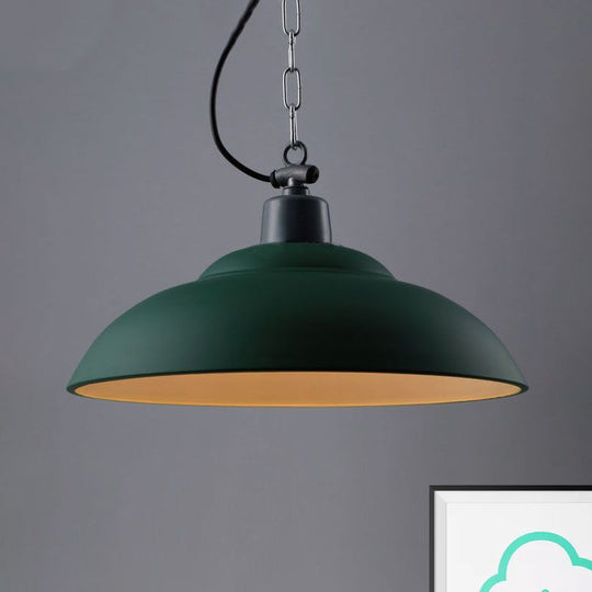 Vintage Style Black/Green Metallic Hanging Lamp With Chain - Indoor Pendant Light