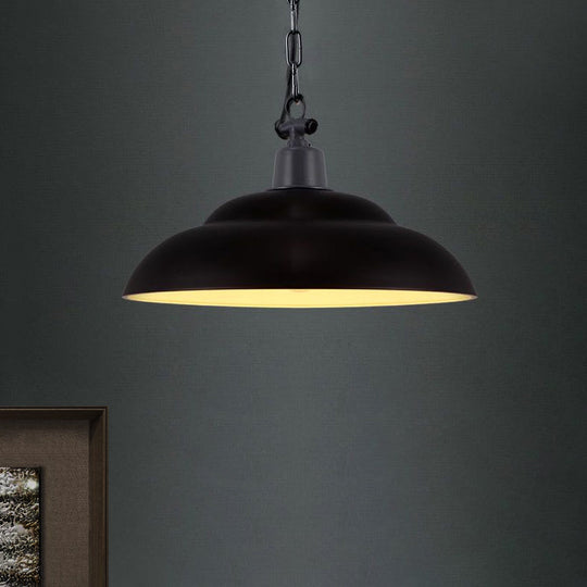 Vintage Style Black/Green Metallic Hanging Lamp With Chain - Indoor Pendant Light