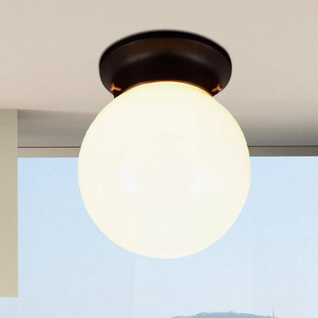Industrial Black/Clear Glass Flush Mount Lighting Fixture 6/6.5 Wide