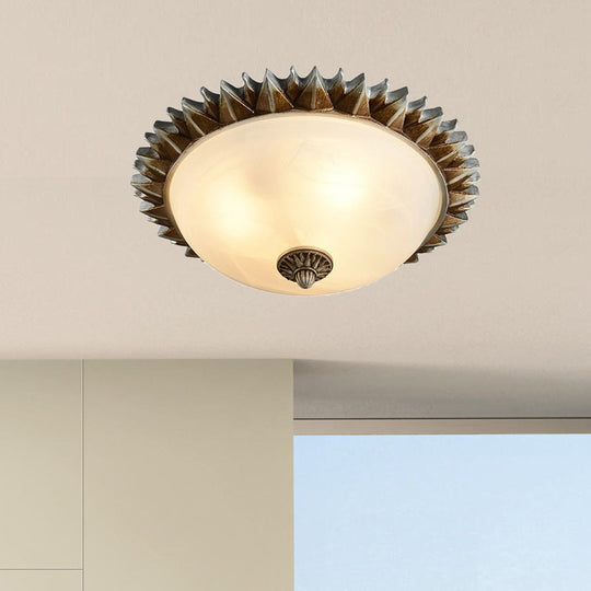 Vintage Black Sunburst Ceiling Light With Opal Glass For Living Room - 9’/15’ Wide