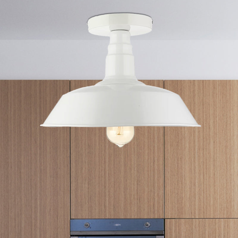 Vintage Iron Barn Dining Room Ceiling Light Fixture - 1 Black/White Semi Flush 10’ 14’ Or 18’