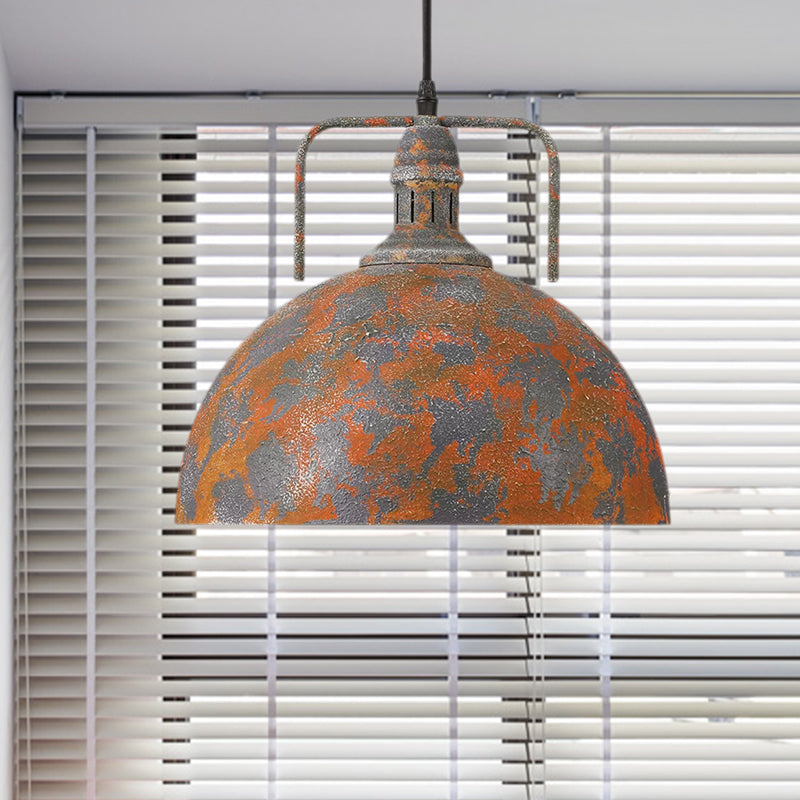 Antique Style Wrought Iron Rust Finish Pendant Light For Dining Table With Vented Socket