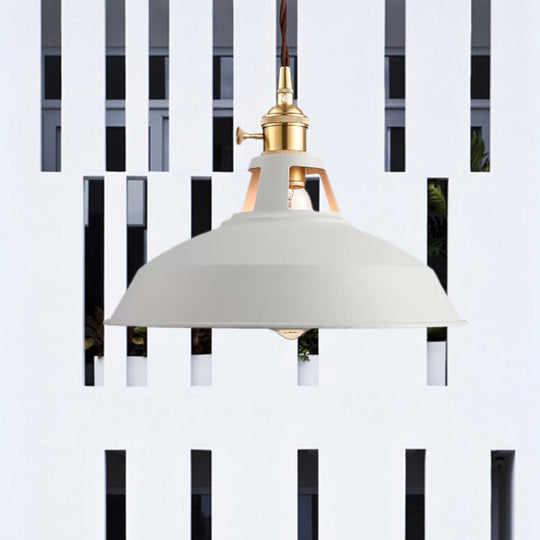 Industrial Barn Pendant Lamp - Stylish Black/White Metallic Ceiling Light For Kitchen With Hanging