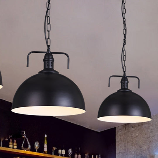 Industrial Metallic Living Room Pendant Light - 1 Red/Yellow/Rust Finish 12’/16’ Bowl