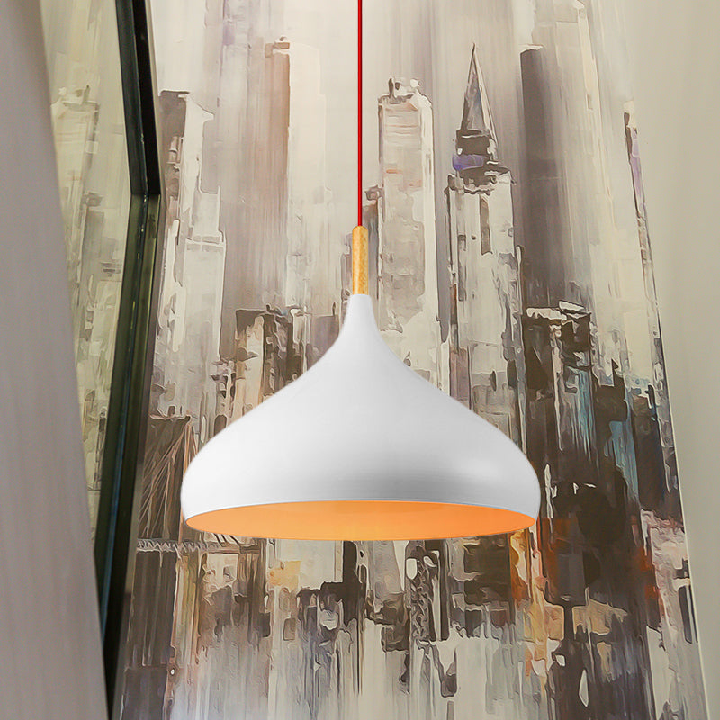 Metallic Dome Pendant Lamp - Simple Style 1 Head Black/White Ideal For Dining Rooms Available In