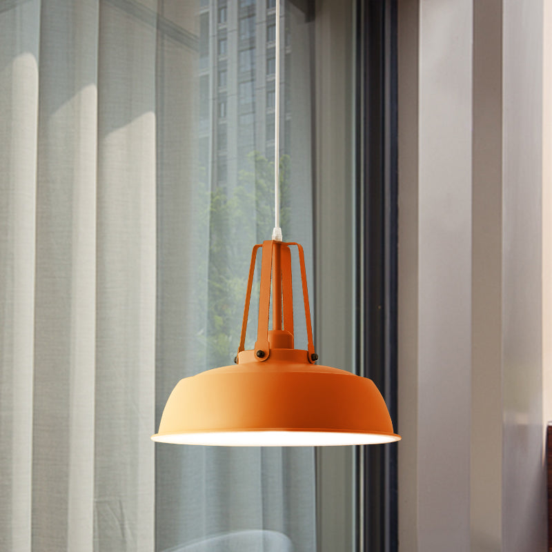 Nordic Stylish Metal Barn Shade Pendant Light - Black/Blue Living Room Ceiling Fixture