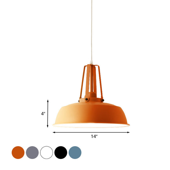 Nordic Stylish Metal Barn Shade Pendant Light - Black/Blue Living Room Ceiling Fixture