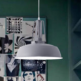 Nordic Stylish Metal Barn Shade Pendant Light - Black/Blue Living Room Ceiling Fixture Grey