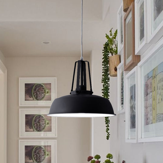 Nordic Stylish Black/Blue Barn Shade Pendant Light - Metallic Finish Ideal For Living Rooms