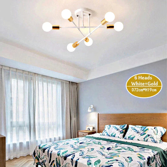 6/8 Head Led Industrial Iron Ceiling Light Living Room Lighting Nordic E27 Lamp