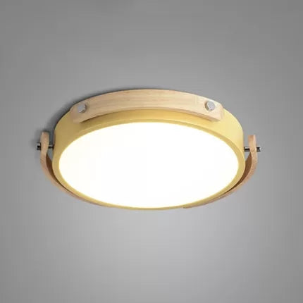 Stylish Round Ceiling Mount Study Room Light With Acrylic Macaron Undertint Yellow / 13’