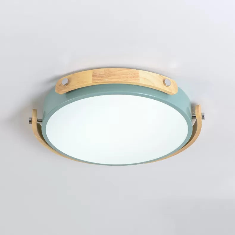 Stylish Round Ceiling Mount Study Room Light With Acrylic Macaron Undertint
