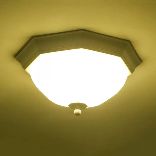 Modern White Glass Fluted Ceiling Mount Light For Porch