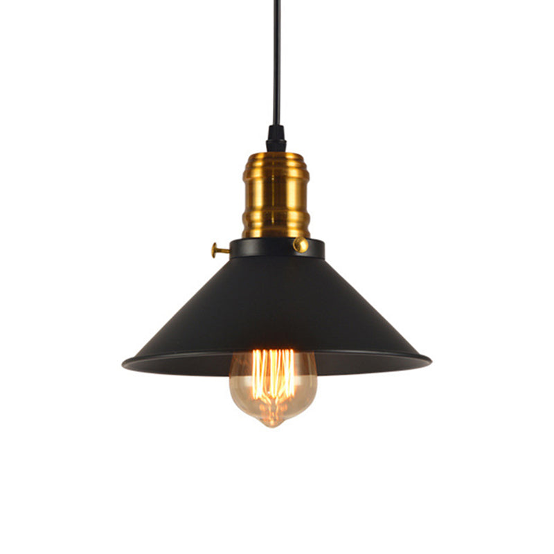 Loft-Style Brass Pendant Lighting - Tapered Shade 1-Light Metal Hanging Ceiling Light (1/2/3-Pack)