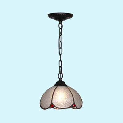 Tiffany Style Bulb Ceiling Lamp - Black/Blue Pendant Light For Living Room With Handcrafted Clear