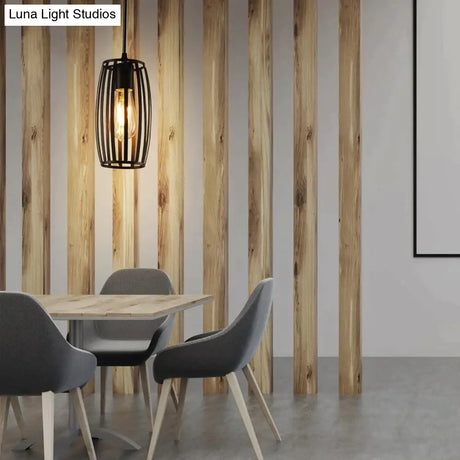 7 Type Modern Black Cage Pendant Lights Iron Minimalist Nordic Pyramid Lamp Pendant