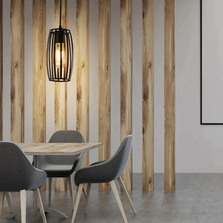 7 Type Modern Black Cage Pendant Lights Iron Minimalist Nordic Pyramid Lamp