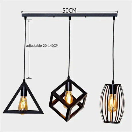 7 Type Modern Black Cage Pendant Lights Iron Minimalist Nordic Pyramid Lamp 8001 Pendant