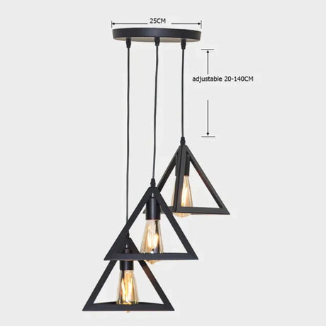 7 Type Modern Black Cage Pendant Lights Iron Minimalist Nordic Pyramid Lamp 8002 Pendant