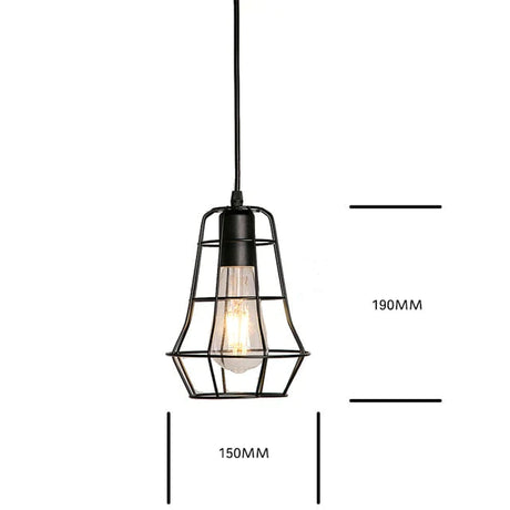7 Type Modern Black Cage Pendant Lights Iron Minimalist Nordic Pyramid Lamp