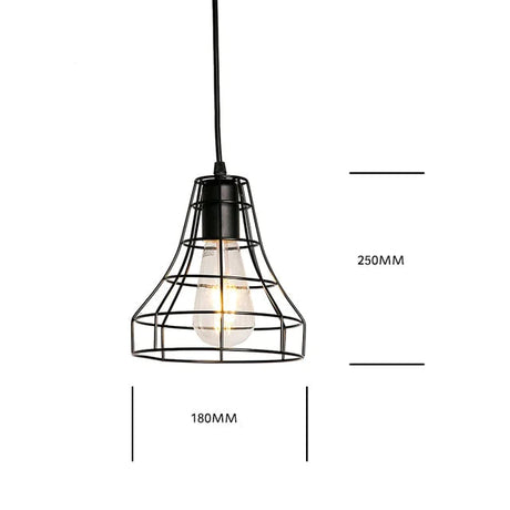 7 Type Modern Black Cage Pendant Lights Iron Minimalist Nordic Pyramid Lamp