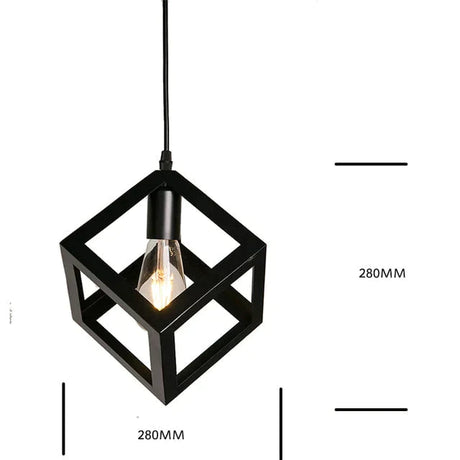 7 Type Modern Black Cage Pendant Lights Iron Minimalist Nordic Pyramid Lamp