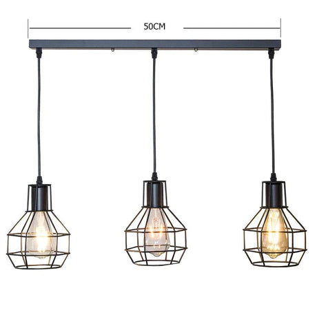7 Type Modern Black Cage Pendant Lights Iron Minimalist Nordic Pyramid Lamp