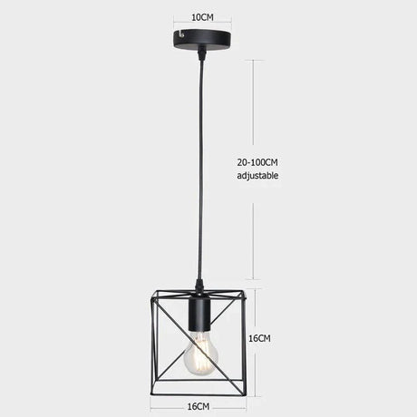 7 Type Modern Black Cage Pendant Lights Iron Minimalist Nordic Pyramid Lamp