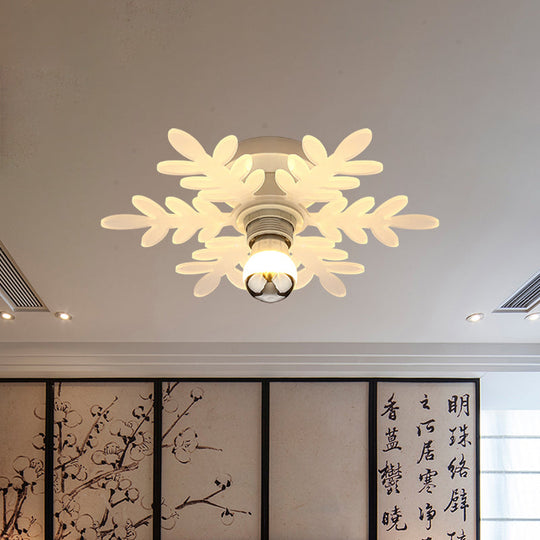 Nordic Acrylic Led Flush Mounted Lamp – Olive Branch Semi Flushmount 1 Head White/Warm Light For