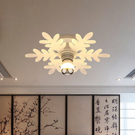Nordic Acrylic Led Flush Mounted Lamp Olive Branch Semi Flushmount 1 Head White/Warm Light For