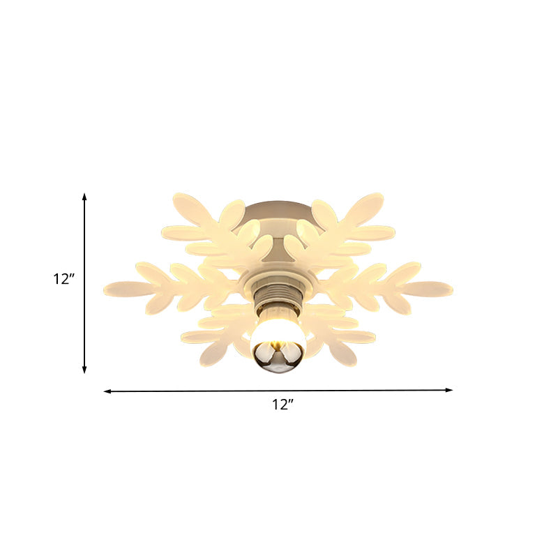 Nordic Acrylic Led Flush Mounted Lamp – Olive Branch Semi Flushmount 1 Head White/Warm Light For